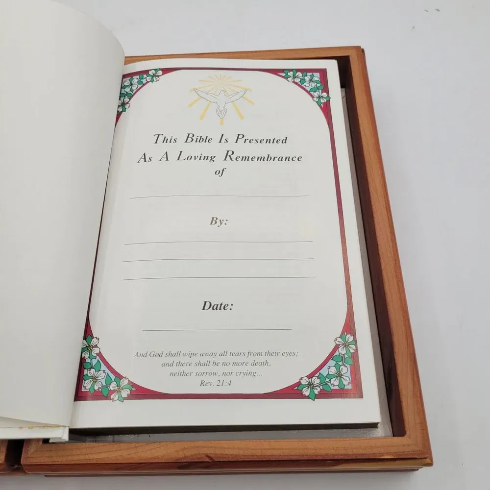 Dove of Peace KJV Holy Bible King James Version Cedar Remembrance Box Red Letter